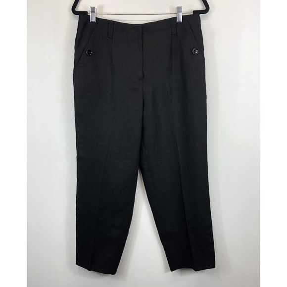 Talbots Petites Womens Size 10 Irish Linen Black Capris Lined (32x25)‎ Pants - Picture 1 of 7